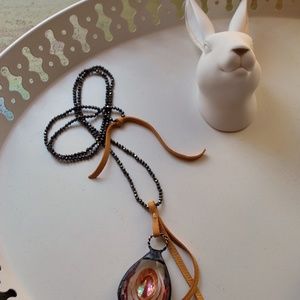 Handmade pyrite chain crystal necklace boho